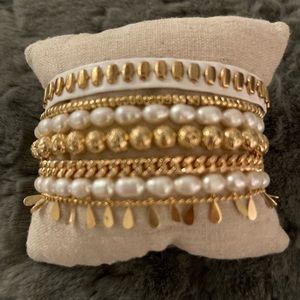Victoria Emerson white and gold bracelet